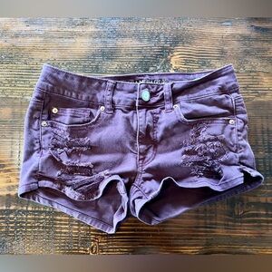 American Eagle Outfitters Purple Stretch Shortie Distressed Shorts Size 4